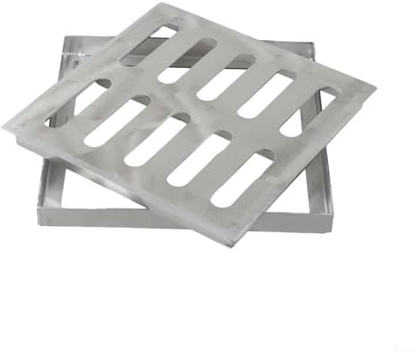 Feegow Edelstahl-Kanalrost-Abdeckung für den Außenbereich, Entwässerungsabdeckung, Bodenablauf, Abdeckung und Rahmen, für Badezimmer, Küche, WC (200 x 200 x 20 x 2 mm)