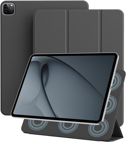 ZOYU Magnetische Hülle für iPad Air 13 Zoll M3/M2 (2025/2024), iPad Pro 12.9 (6./5./4. Generation), Starke Magnetbefestigunghülle, Supports Pencil Pro & USB-C, Schwarz