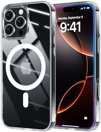 X-level Cover Magnetica per iPhone 16 Pro Max, Compatibile con MagSafe, Anti-Graffio Vetro Retro, Antiurto Cellulare Paraurti Custodia per iPhone 16 Pro Max 6,9 Pollici, Trasparente