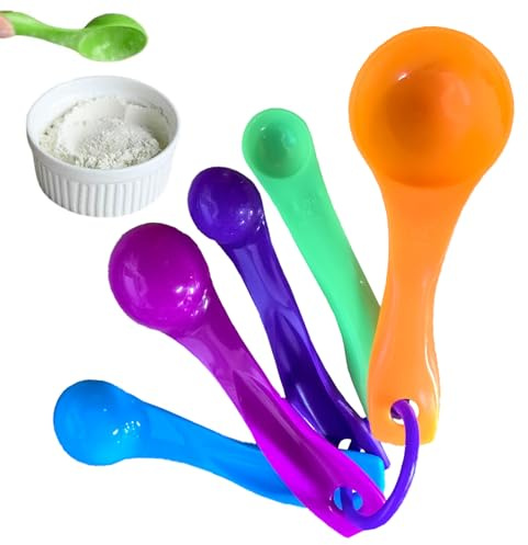 YUZHEDM Pack of 10 Measuring Spoons, Various Capacities, Plastic Measuring Spoons, Gram, Colourful, Adjustable Measuring Spoon, Teaspoon, Measuring Spoon for Measuring Spices, Sugar, Salt, Oil, Coffee