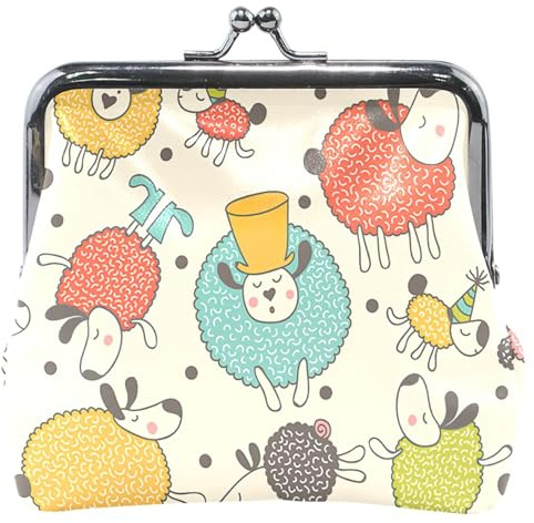 Personalisierte süße Schaf-Flock-Damen-Münzgeldbörsen & -beutel, Kussschloss, kleine Kleingeldbörse, Niedliche Schafherde, OneSize