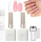 French Manicure Kit - Jelly Pink White Gel Nail Polish Set - Jelly Gel Kit for French Tip Manicure with 3Pcs Nail Art Pen and Nail Stamper - Long Lasting UV for Home DIY Salon