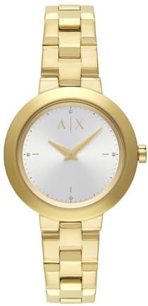 Armani Exchange Watch for Women, Quarz Zweizeiger Uhrwerk und 36mm Gehäusegröße mit Edelstahl- oder Lederarmband