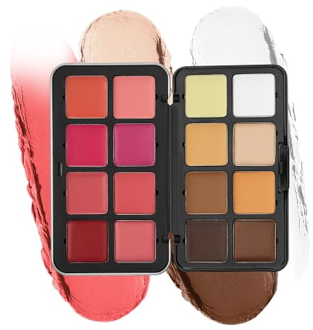 Palette Blush Crema Da 16 Colori, Di Ombretti, Evidenziatore Di Fard In Crema, Formula Impermeabile, Pigmentazione Alta, 40 G, Per Le Donne Facce Trucco Per Matrimoni Natalizi Festa Di Viagg