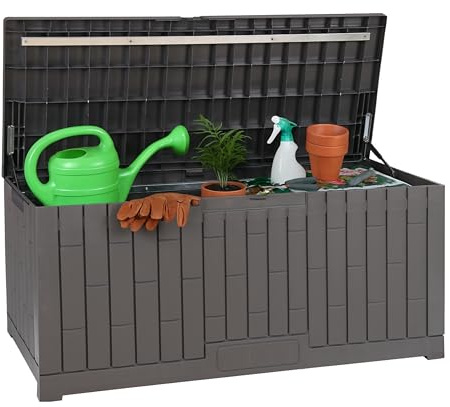 DIVCHI Outdoor Storage Box Waterproof Deck Box for Garden Tools Patio Cushions Toys Wellies Logs Coal and Pool Accessories Lockable Indoor Outdoor Storage for Supplies & Essentials (80 Gallon)
