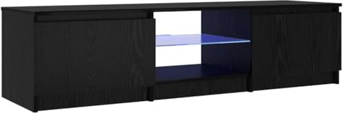 Hommdiy TV-Schränk Schwarz 140 x 40 x 35.5 cm Holzwerkstoff Lowboard Sideboard Fernsehschrank Fernsehtisch TV Möbel
