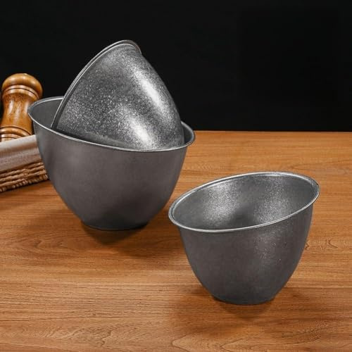 Heavy Duty Vintage Stainless Steel Lettuce Bowl with Slant Rim and Thickened Base Designed for Stable Serving of Salads and Side Dishes (19 Cm)