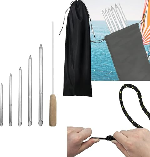 7 Piezas Kit Herramientas Empalmar Cuerdas, Acero Inoxidable Con Empujador Y Bolsa Almacenamiento Para Cuerdas Doble Trenzado 1/4 5/16 3/8 7/16 1/2 Para RáPida RecuperacióN Y Empalme