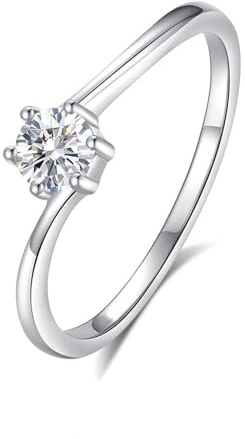 Skcess 14K Weißgold Matching Rings, Ehering 4mm Moissanit Weiß 0.3ct Größe 65 (20.7)