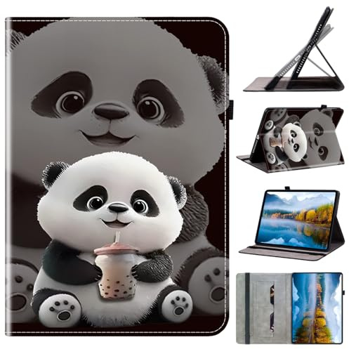 Flip PU Leder Tablet Hülle für iPad mini 1 Schutzhülle mit Stiftschlitz Kartenschutz Standfunktion Bemaltes Panda-Milchtee Muster Kawaii Flip Cover Tablet Case