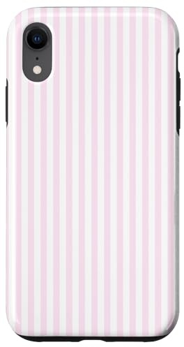Elegant Pink White Stripes Retro Stripy Lines Beach Pattern Case for iPhone XR