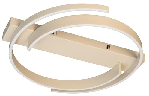 Fischer & Honsel Circly Deckenleuchte, Wohnzimmer Schlafzimmer, 56 cm, sandfarben, Metall, Modern Design, dimmbar mit Fernbedienung, LED 35W