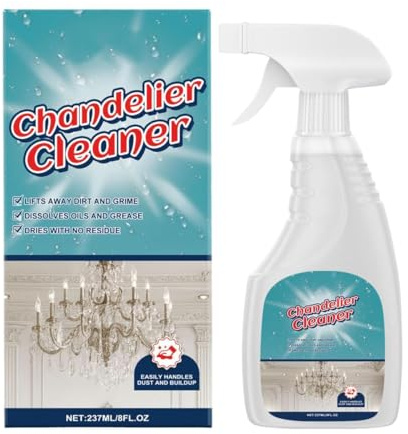 Chandelier Cleaning & Care Spray, Chandelier Cleaner Drip Dry Spray, Kronleuchter Reinigungsspray, Kronleuchter Reinigungsmittel, Kein Wischen Reiniger für Leuchten aus Kristall und Glas, 237ML