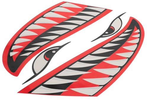 Ciieeo Haifischmaul Aufkleber für Kajak Shark Teeth Sticker aus Pet Hinterlässt Keine Flecken Sicher für Autolack für Auto und Angelboot Dekoration