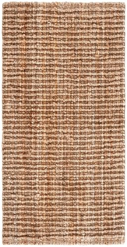 SAFAVIEH Natural Fiber Collection Area Rug - 2' x 4', Natural Brown, Handmade Jute, Farmhouse Style, Chunky Textured Thick Pile (NF447A)