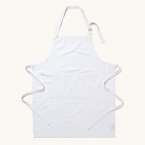 HOMESCAPES Plain Cotton Apron with Large Pocket and Adjustable Straps - 80 x 85 cm