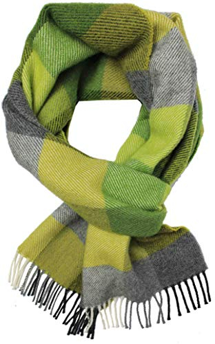 Rotfuchs Wollschal Winterschal Herrenschal & Warm Karo modisch Wolle Made in Germany (grün, 180 x 30 cm)