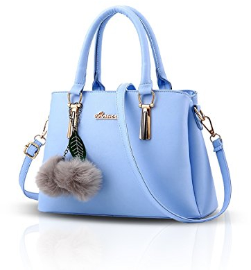 Nicole&Doris Neue Damen Handtasche Schultertasche Messenger Bag PU Leder Tasche Beiläufige Art und Weise，Blau