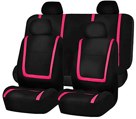 FH GROUP Set completo di coprisedili per auto, universali, lavabili, coprisedili anteriori con schienale basso, coprisedili posteriori solidi, per SUV, berlina e furgone, rosa