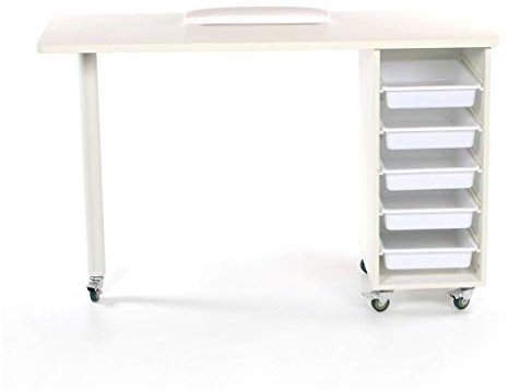 Urbanity Metro Nail Technician Desk Table Salon Manicure Workstation White