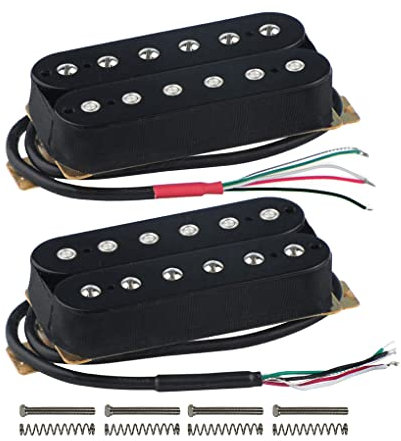 FLEOR Micros Humbucker pour guitare électrique en céramique à double bobine, micro chevalet et manche - Noir