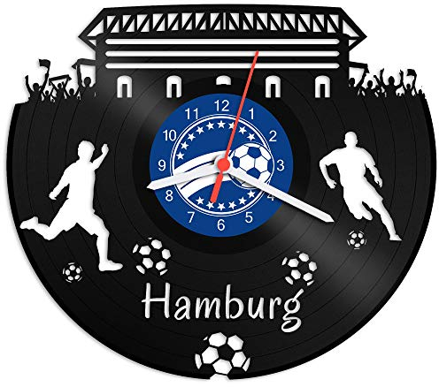 GRAVURZEILE Schallplattenuhr Hamburg - 100% Vereinsliebe - Upcycling Design Wanduhr aus Vinyl Made in Germany