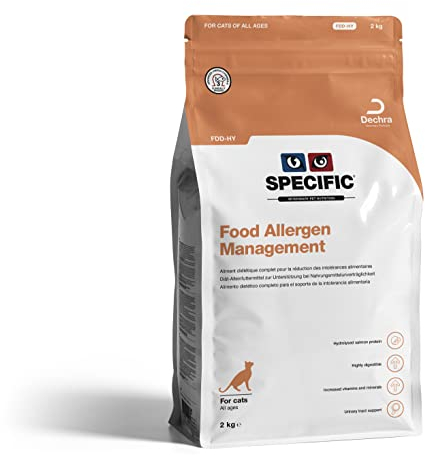 SPECIFIC® Food Allergen Management (FDD-HY) 2kg - Hypoallergenes Katzenfutter mit hydrolisiertem Lachs - Trockenfutter für Katzen - Glutenfrei - Alle Altersklassen - DECHRA Veterinary Products
