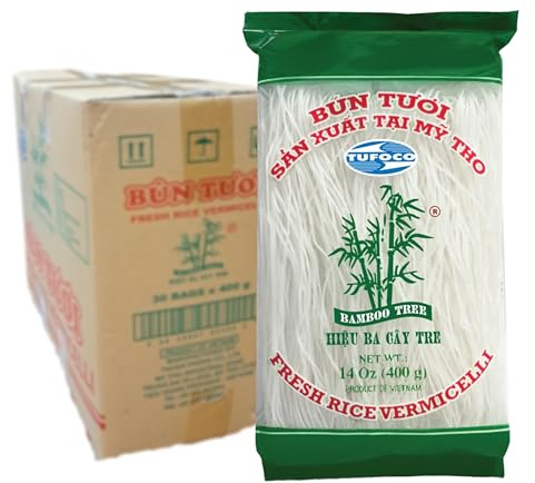 BAMBOO TREE Vermicelli de Arroz Frescos, Multipack, 30 x 400 GR | Fideos de arroz vietnamita 86,5% puro, sin aditivos, ideal para sopas y platos asiáticos tradicionales