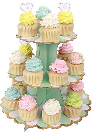 MengH-SHOP Cupcake Stand 3 Tier Cupcake Dessert Holder Cardboard Round Tower for Kids Baby Girls Themed Party Birthday Party