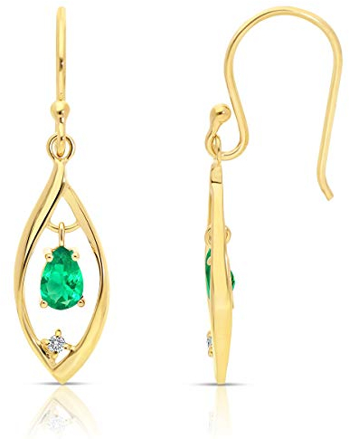 Planetys - Ohrringe Damen Gelbgold 9 Karat (375/1000) Natürlicher Smaragde und Diamanten