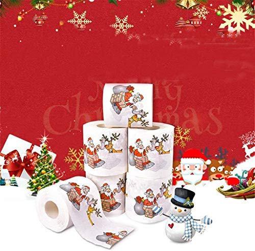 Linarun Papier toilette humoristique, 8 Rouleaux de papier toilette aléatoires avec des motifs de Noël, Noël Papier toilette Motif Noël Décor de salle de bain Noël