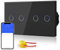 BSEED Interrupteur à Touche Intelligente WIFI 2.4G (Fil Neutre Non Requis) Interrupteur Mural avec Panneau en Verre, Double 2 Gang 1 Voie Noir 157mm
