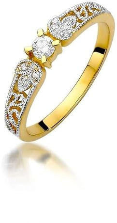 Lumari Gold Damen Solitär Versprechen Ring Verlobungsring Antragsring 585 14k Gold natürlicher echt Diamant Brillanten