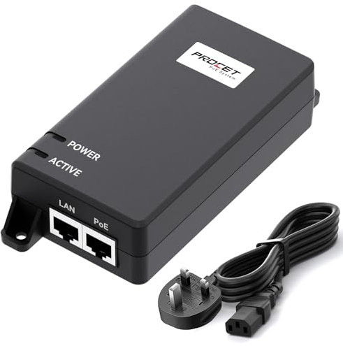 PROCET Gigabit PoE Injector 30W Wide Working Temperature -40℃ to 65℃, IEEE802.3at/af, 10/100/1000Mbps PoE Power Supply Injector for IP Camera, Wireless AP, WIFI 6, IoT