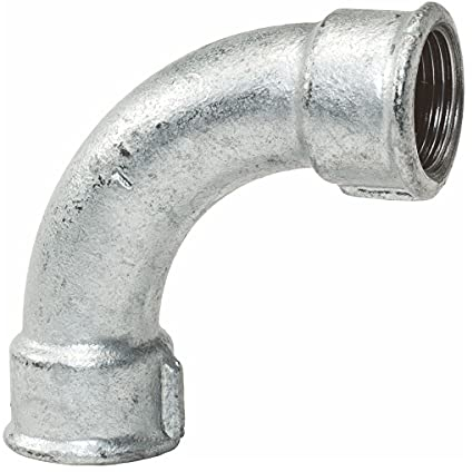 Temperguss-Gewindefitting verzinkt langer Bogen 90°, IG x IG 2 Zoll, Typ 2, DVGW