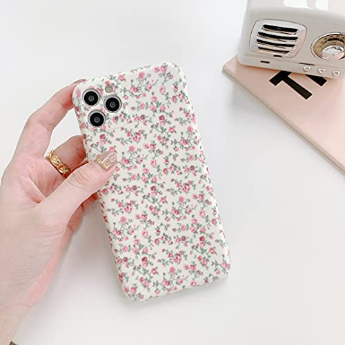 EYZUTAK Phone Case for iPhone 12 Pro Max 6.7 inch, Cute Floral Small Flowers Pattern Shockproof Soft TPU Cover Slim Thin Floral Print Anti Slip Bumper Girly Women Protective Case - White