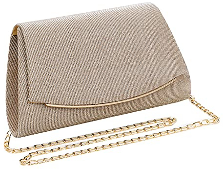MEGAUK Damen Glitzer Clutch Unterarmtasche mit Abnehmbare Kette für Hochzeit Wedding Ball Bankett Prom Party, Gold