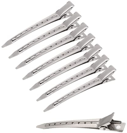 24 Stücke Silber EnteBill friseur Haarspangen,klemmen haarklemmen friseur Stahl-Haarclips,friseur klammern,Alligator Curl haarklippse mit Löchern