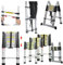 Lucn Multifunktionsleiter, Teleskopleiter, Klappleiter aus Aluminium, Silber, 3,8 m, 13 Sprossen, max. Traglast 150 kg