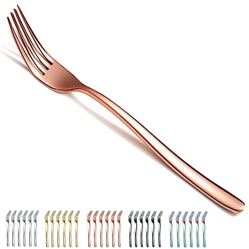 Dinner Forks 6 Pieces, Kyraton Stainless Steel with Rose Gold Titanium Plating 21.5cm Table Forks Cutlery Forks Set, Silverware Set, Dishwasher Safe.