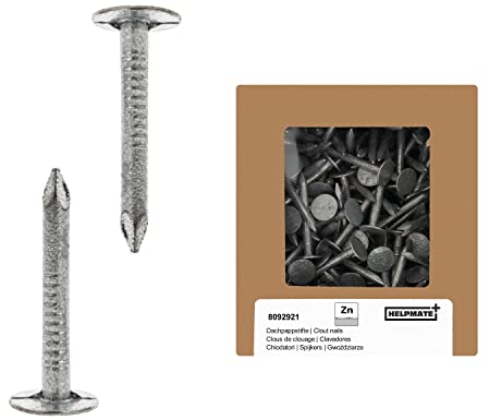 HELPMATE - Clous, vis et fixations pour carton bitumé 2,8 × 30 mm galvanisés mécaniquement - 400 g petit clou pour carton bitumé type B - Clous pour carton bitumé DIN 1160 B — petit clous fin