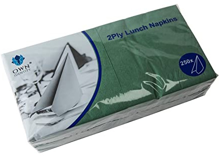 We Can Source It Ltd – Dark Green 33cm 2-Ply Lunch Napkins – Absorbent Paper Napkins with 4-Fold Square Design – Ideal for Catering, and Events – Strong and Disposable 500 Napkin (2 Pack)