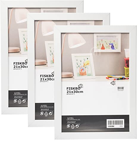 Ikea FISKBO Bilderrahmen, A4, 21 x 30 cm, Weiß, 3 Stück