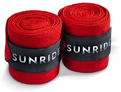 SUNRIDE Bendaggi per Cavalli, stabilizzano tendini e legamenti - Traspiranti, regolanti della Temperatura (Set da 2, Rosso)