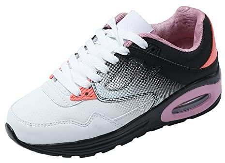 JOMIX Chaussures de Sport Running Basket Femme Chaussures de Marche Sport Baskets Gymnasium Tennis Sneakers pour Femme (Blanc Violet, 40)
