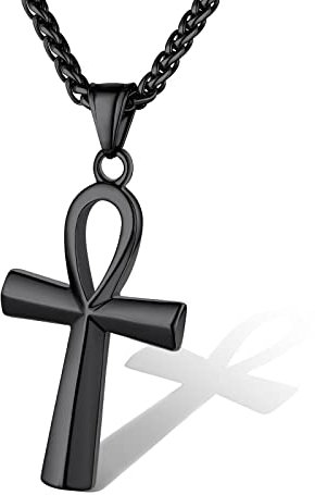 Supcare Ankh Kreuzketten Schwarz Jungen Halskette Kreuzkette Anhänger Jesus Kette Herrenschmuck Cross Pendant Necklace Damenschmuck Katholizismus Accessories Personalisiert Modeschmuck für Freunde