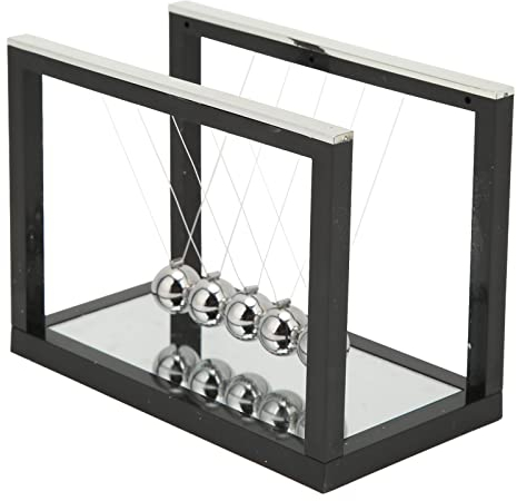 Newton Pendel Schaukel Spielzeug Physik Wissenschaft Groß Newton Cradle Balance Balls mit 5 Eisenkugeln und Spiegelbasis, Stressabbau, 15,8 x 8,4 x 11,6 cm