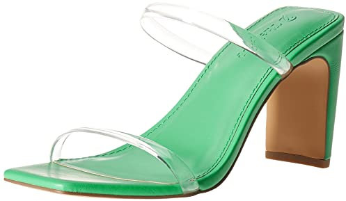 The Drop Avery Square Toe Two Strap High Heeled Sandal da Donna, Verde Trasparente, 38.5