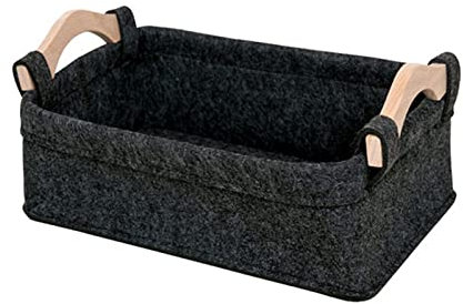 Eierkorb Moderner Aufbewahrungskorb aus Filz, Schwarz, Grau, Filz, Holzgriff, Aufbewahrungskorb, Eierkorb (schwarz mittel)