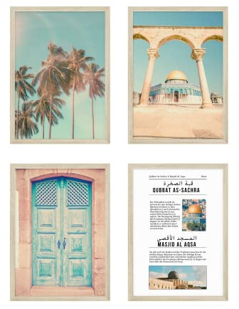 Lost in Today® Jerusalem Poster | Palästina | Islamische Bilder und Deko | Geschenke | Wanddeko Islam | Moschee Deko | Islamic Wall Art | 4 x A4 Ohne Rahmen
